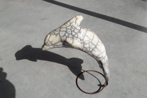 dauphin raku blanc