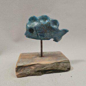 Poisson bleu turquoise céramique décoration marine