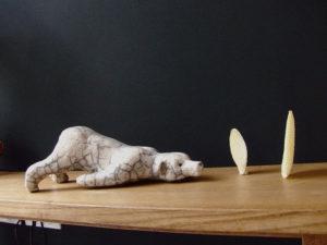 ours polaire en raku - galerie d'art animalier -