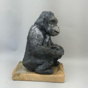 Maman Gorille et son petit en céramique Raku