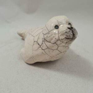 Phoque en céramique Raku, artisanat d'art