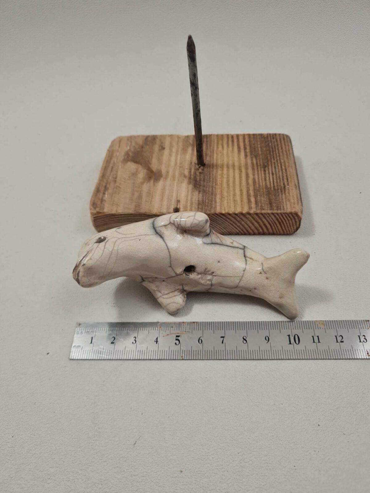 Dauphin " Skippy" en raku blanc craquelé – Image 7