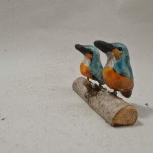 Duo de Martins pécheurs en raku (mini)
