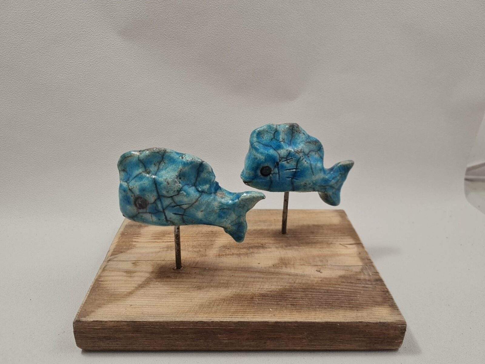 Duo de Poissons bleus raku