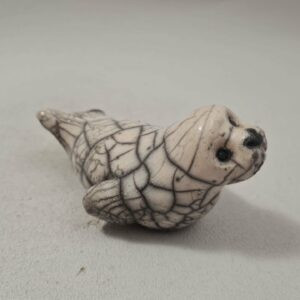 Statuette de Phoque blanc craquelé