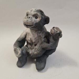 Maman Chimpanzé et son petit céramique Raku