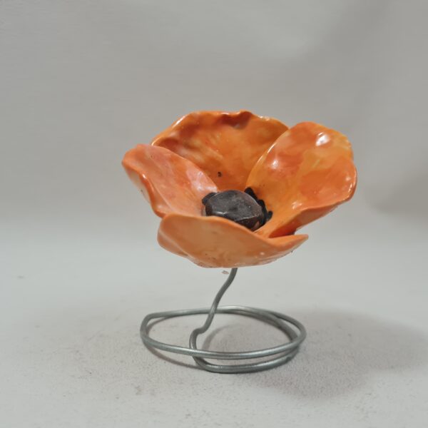 Coquelicot orange  en grès – Image 2