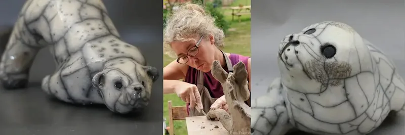 sculptures animales en céramique raku faites main