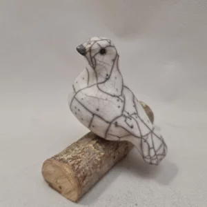 Colombe blanche en céramique Raku