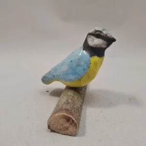 Poterie Raku – mésange bleue décorative en céramique