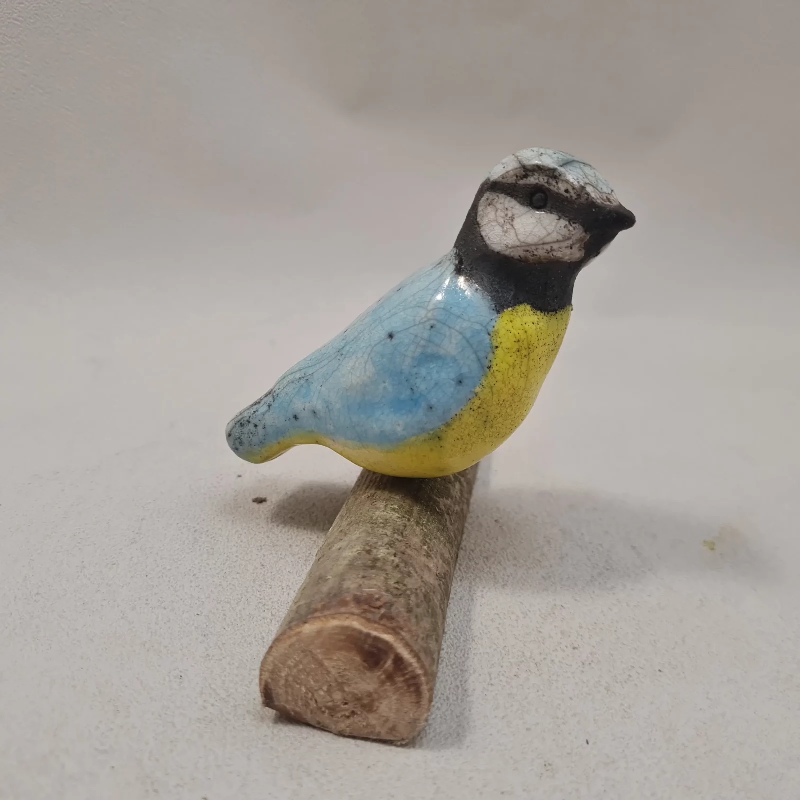 Poterie Raku – mésange bleue décorative en céramique