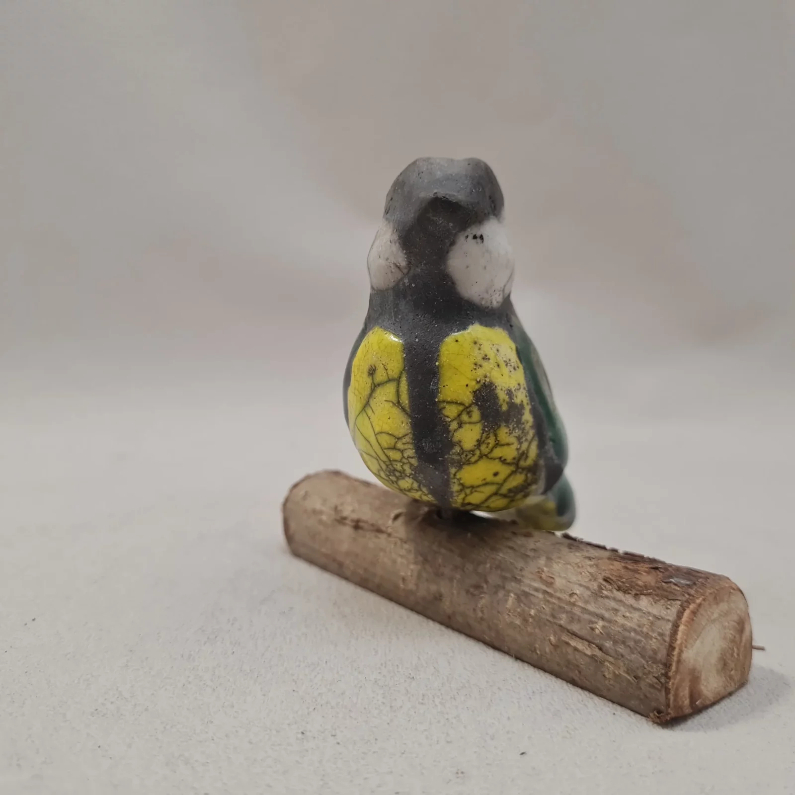 Mésange des jardins en céramique Raku – sculpture artisanale – Image 4