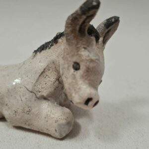 Petit âne gris en raku – Animal pour crèche de Noël