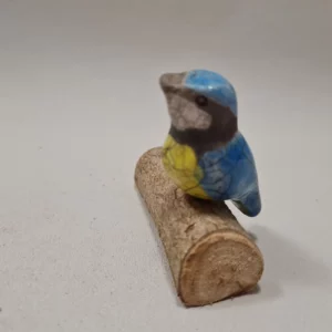 Mini statuette de Mésange bleue en raku